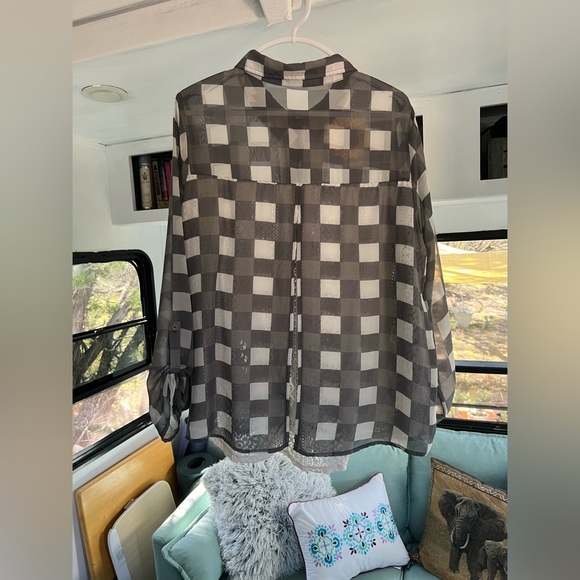 Charming Charlie’s Sheer and Lace Flannel Blouse (size: medium/large) - Picture 2 of 6